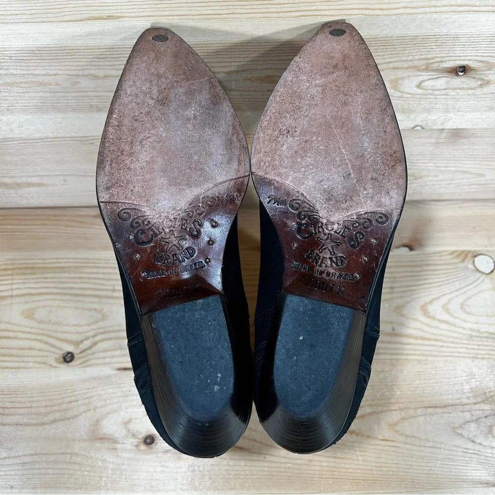Circle S Brand Scout X Suede Cowgirl Western Ankle Bootie  Womens 7.5 M  Black